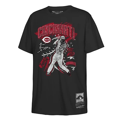 Youth Mitchell & Ness Ken Griffey Black Cincinnati Reds Chalked Up Player T-Shirt