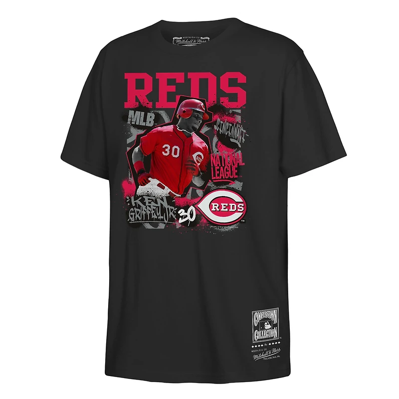 T-shirt noir pour jeunes Mitchell & Ness Ken Griffey Jr. des Cincinnati Reds de Cooperstown Star Moment