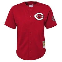 Maillot d'entraînement au bâton en maille pour jeunes Mitchell & Ness Ken Griffey Jr. Red Cincinnati Reds Cooperstown Collection