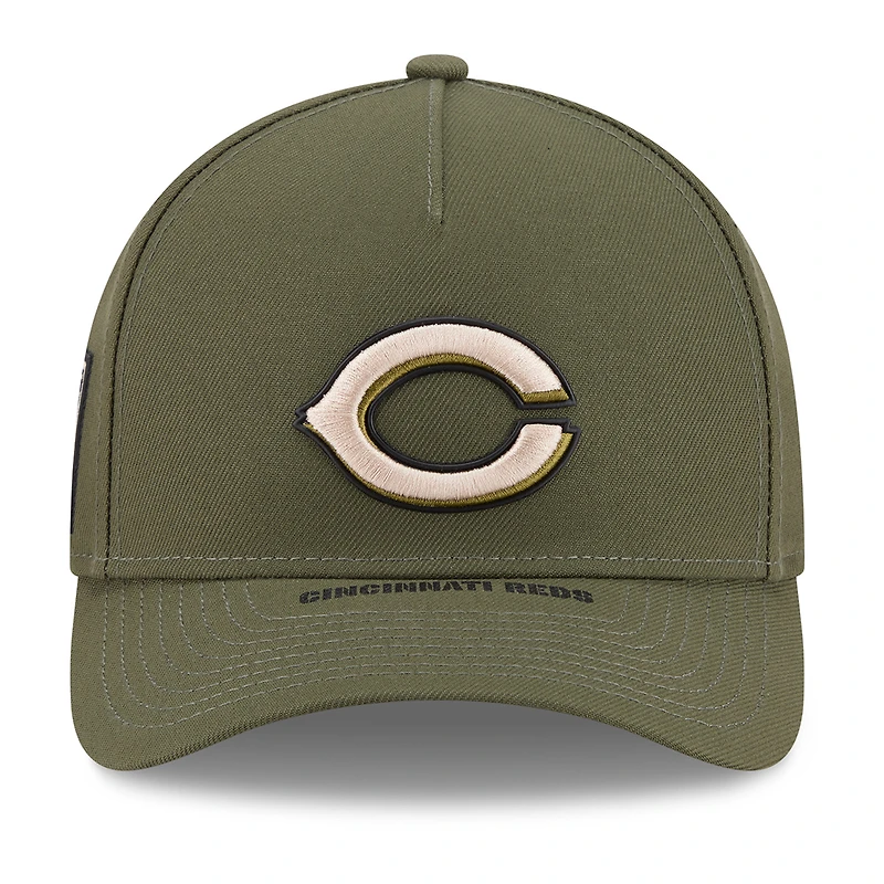 Youth New Era Olive Cincinnati Reds 2026 Armed Forces Day 9FORTY M-Crown Adjustable Hat