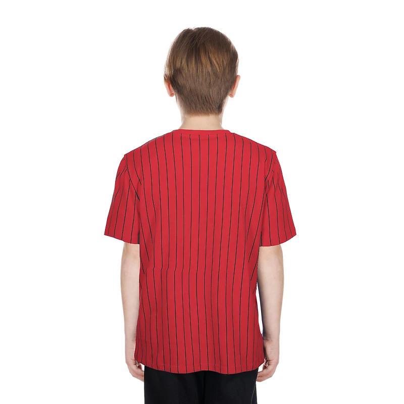 T-shirt à rayures rouges New Era Cincinnati Reds 2026 City Connect pour jeunes
