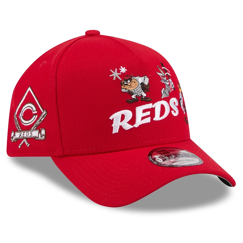 Youth New Era Red Cincinnati Reds Looney Tunes A-Frame 9FORTY Adjustable Hat