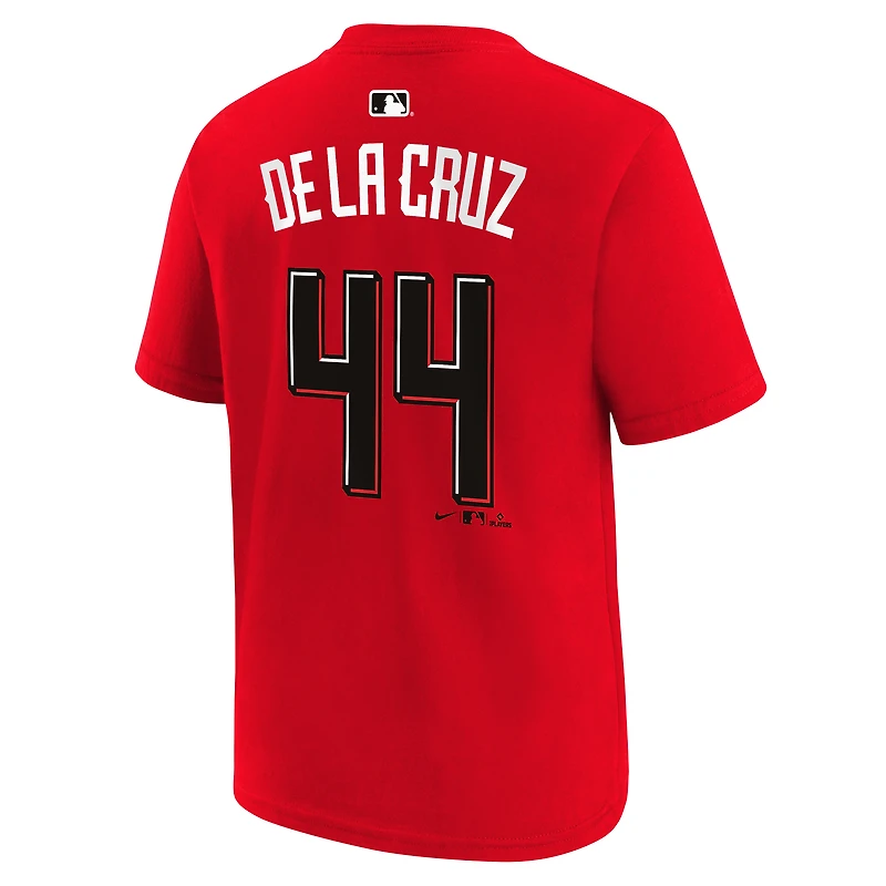 T-shirt Nike Elly De La Cruz rouge Cincinnati Reds 2026 City Connect pour enfant, nom et numéro