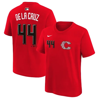 T-shirt Nike Elly De La Cruz rouge Cincinnati Reds 2026 City Connect pour enfant, nom et numéro