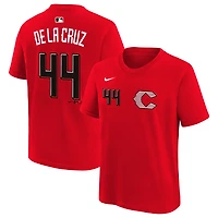 T-shirt Nike Elly De La Cruz rouge Cincinnati Reds 2026 City Connect pour enfant, nom et numéro