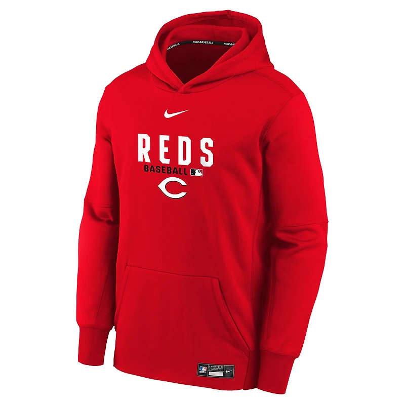 Youth Nike Red Cincinnati Reds Authentic Collection Therma-FIT Hoodie