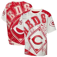 Youth Outerstuff Cream Cincinnati Reds Big League Top Player Bold All-Over-Print T-Shirt