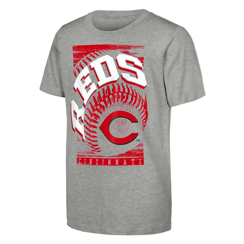 T-shirt de baseball Outerstuff gris chiné pour jeunes, modèle Speed Pitch des Reds Cincinnati