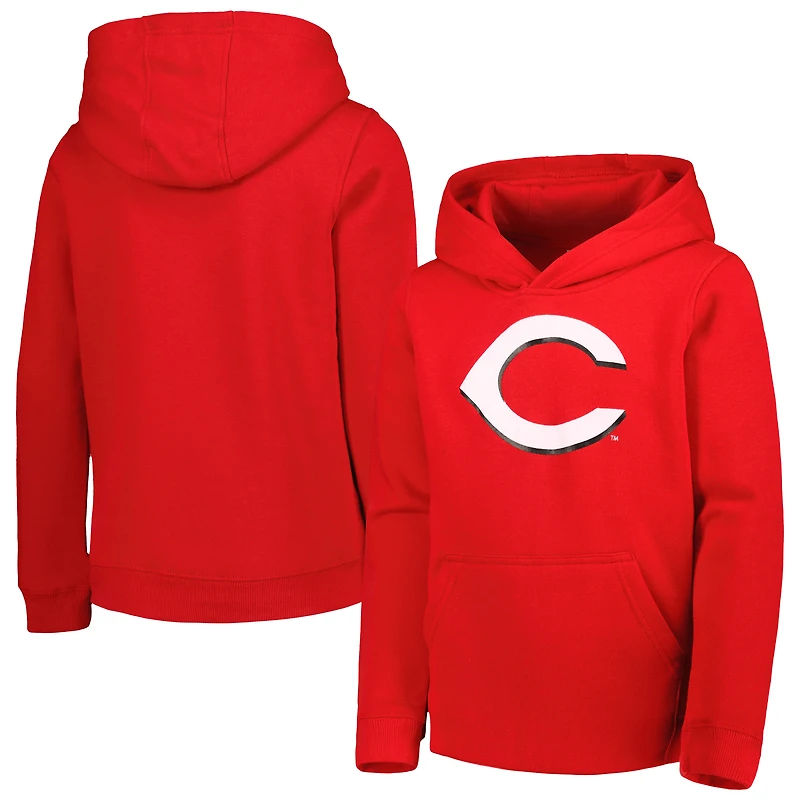 Sweat à capuche rouge pour jeunes avec logo principal de l'équipe des Reds Cincinnati