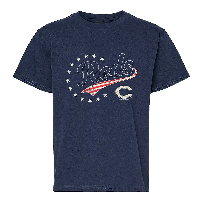 Youth Soft as a Grape Navy Cincinnati Reds Americana T-Shirt