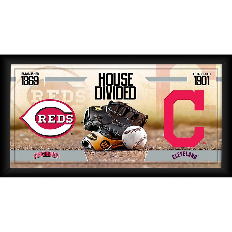 Collage de baseball encadré 10" x 20" des Reds de Cincinnati contre les Indians de Cleveland