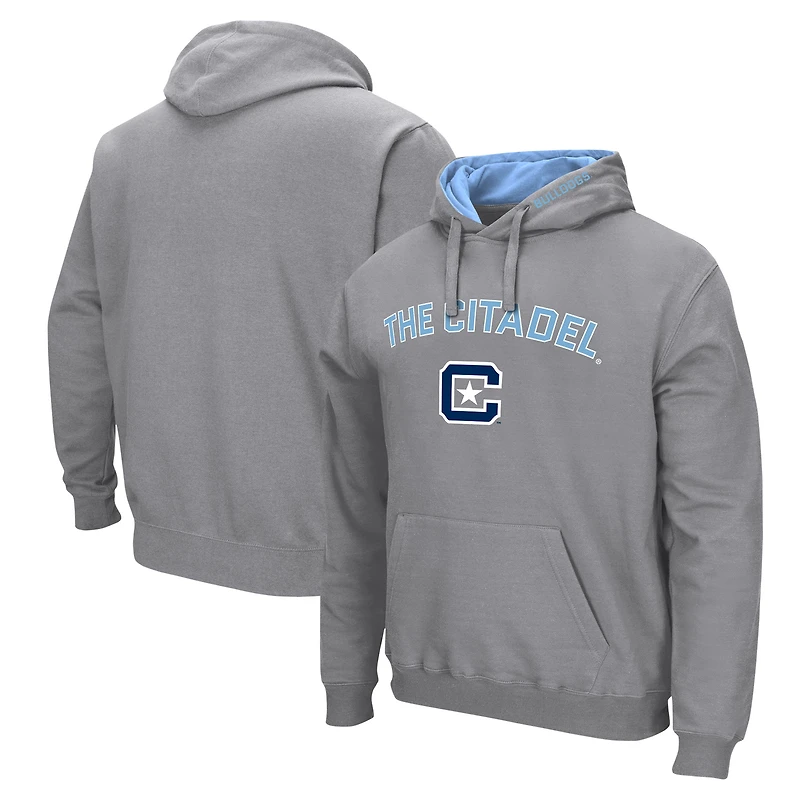Sweat à capuche Colosseum Gray Citadel Bulldogs pour homme, avec logo et arche.