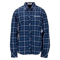 Chemise boutonnée à manches longues en flanelle bleu marine Citadel Bulldogs Brewer pour femme