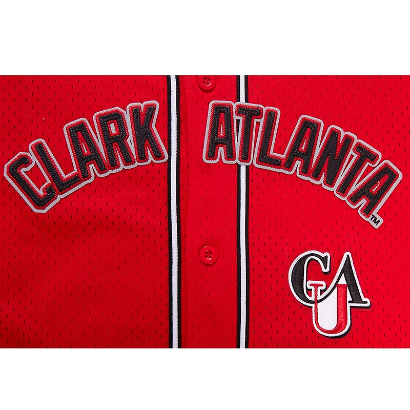 Men's Pro Standard Red Clark Atlanta University Panthers Homecoming Mesh Button-Down Shirt