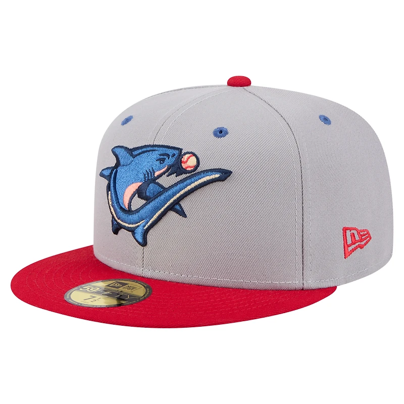 Men's New Era Gray/White Clearwater Threshers Authentic Collection 59FIFTY Fitted Hat