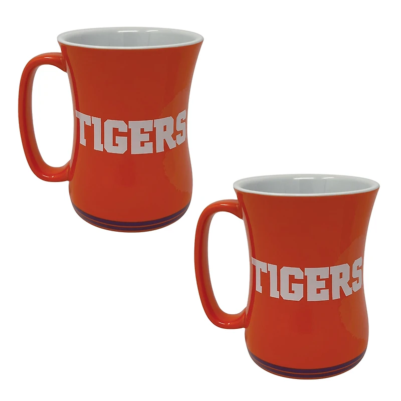 Lot de deux tasses à café sculptées Clemson Tigers de 16 oz