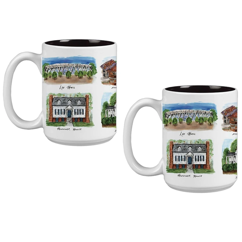 Lot de 2 tasses de 15 oz des Tigers de Clemson. Ensemble de tasses de l'Université Laura Wilcox