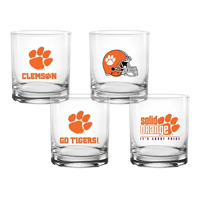 Lot de 4 verres à whisky de collection de 14 oz des Clemson Tigers
