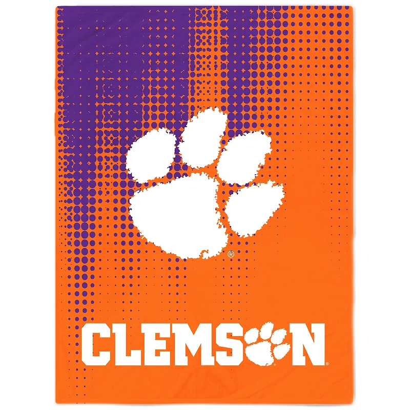 Couverture polaire en flanelle à motif goutte d'eau des Tigers de Clemson 60'' x 80''