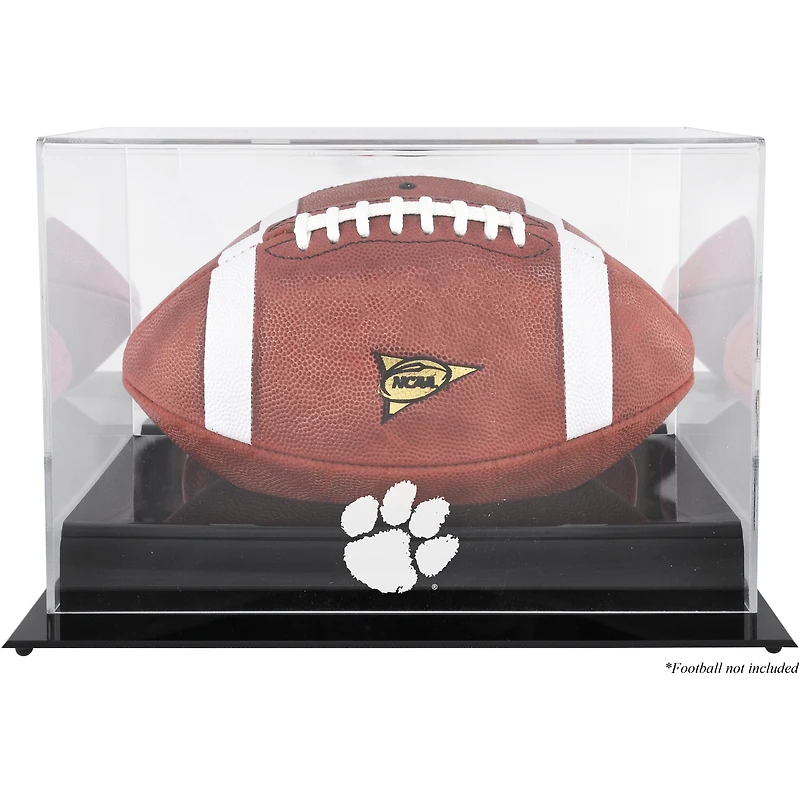 Vitrine de présentation du logo de l'équipe de football des Clemson Tigers à base noire avec dos miroir