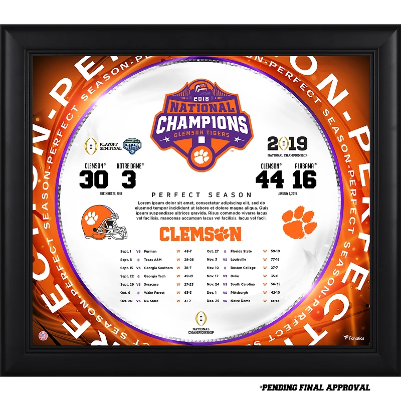Clemson Tigers College Football Playoff 2018 Champions nationaux Encadré 15" x 17" Collage