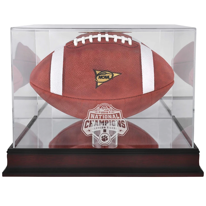 Clemson Tigers College Football Playoff 2018 National Champions Logo Mahogany Football Display Case