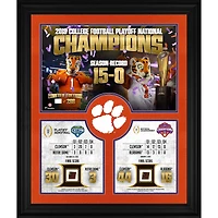 Clemson Tigers Encadré 20" x 24" Collage des champions des séries éliminatoires de football universitaire 2018 avec un morceau de jeu de football utilisé à la fois du Cotton Bowl 2018 et du match de championnat national 2019 - Édition limitée à 200 exemplaires