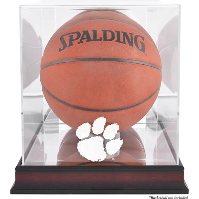 Vitrine de basket-ball en acajou avec finition antique et miroir pour les Clemson Tigers