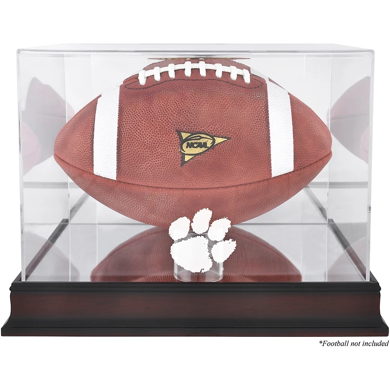 Étui de football avec logo Clemson Tigers à base en acajou et dos miroir