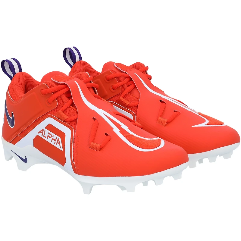 Chaussures à crampons Nike Alpha Pro 3 Low orange émises par l'équipe des Clemson Tigers le programme de football