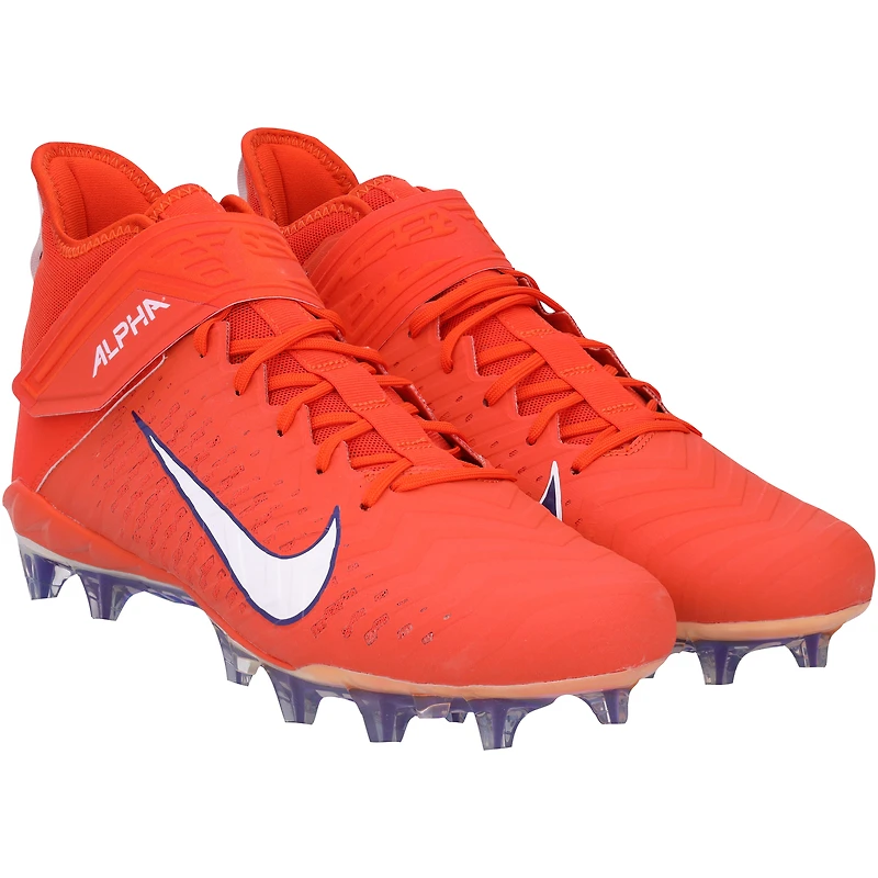 Chaussures à crampons Nike Alpha Pro 2 orange et violettes de l'équipe des Clemson Tigers issues du programme football