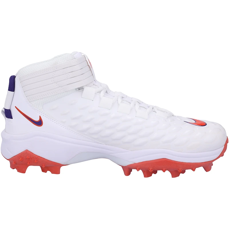 Chaussures Nike Force Pro 2 Shark blanches émises par l'équipe des Clemson Tigers le programme de football