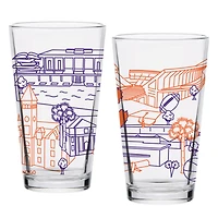 Clemson Tigers paquet de deux 16oz. Ensemble de verres à pinte Campus Line Art