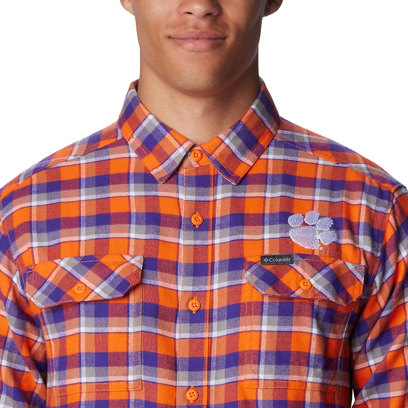Columbia  Orange Clemson Tigers Flare Gun Flannel Long Sleeve Shirt