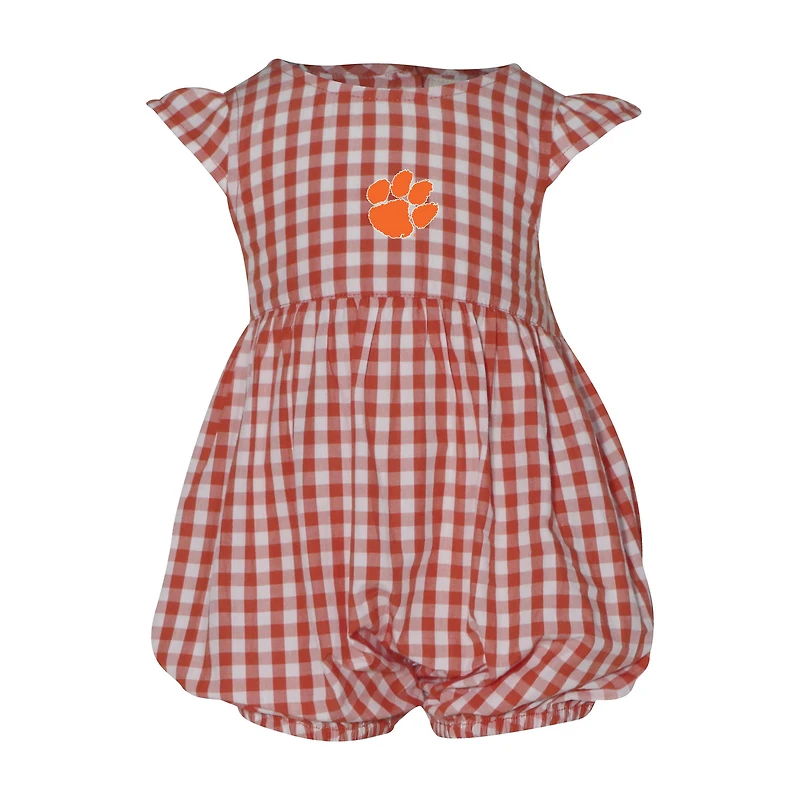 Body à volants Cara Gingham pour fille, motif orange des Clemson Tigers