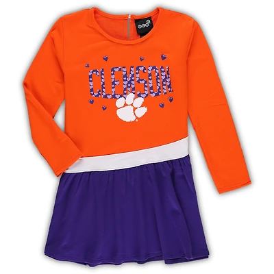 Robe en molleton orange Clemson Tigers Heart to pour fille d'âge préscolaire