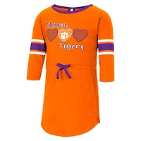Girls Toddler Colosseum Heathered Orange Clemson Tigers Poppin Sleeve Stripe Dress