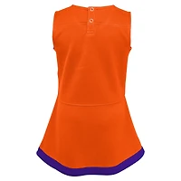 Robe de capitaine des pom-pom girls Clemson Tigers orange pour petites filles avec bloomers