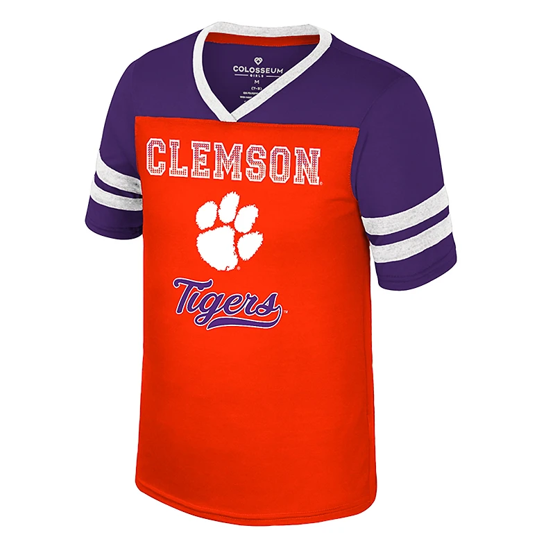T-shirt orange Princess Bubblegum Bling pour jeunes filles des Tigers de Clemson Colosseum