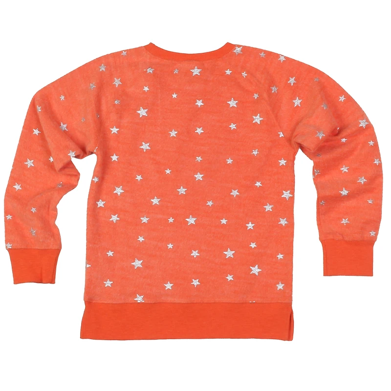 Sweat-shirt à capuche orange Wes & Willy Clemson Tigers pour jeunes filles, motif étoile scintillante inversée