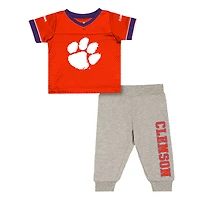 Infant & Newborn Colosseum Clemson Tigers Nothing But the Hits Two-Piece Football Set