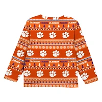 Infant & Newborn Outerstuff  Orange Clemson Tigers Ugly Sweater Pajama Set