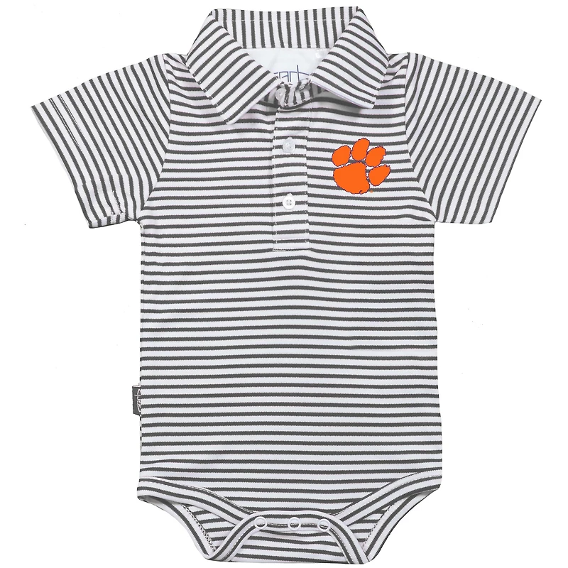 Infant Garb Charcoal/White Clemson Tigers Carson Striped Short Sleeve Body
