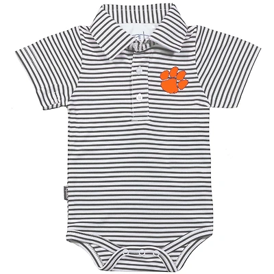 Infant Garb Charcoal/White Clemson Tigers Carson Striped Short Sleeve Body
