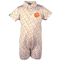 Infant Garb White Clemson Tigers Earnest Polo Romper