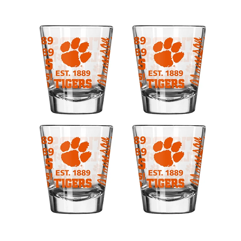 Ensemble de 4 verres à shot de 6 cl (2 oz) Logo Brands Clemson Tigers