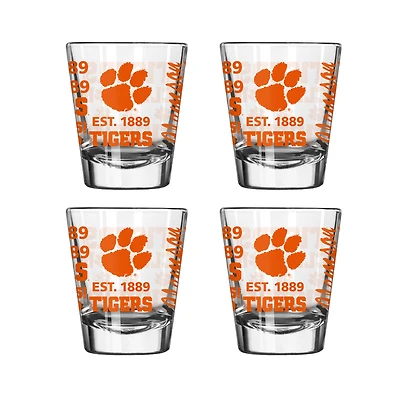 Ensemble de 4 verres à shot de 6 cl (2 oz) Logo Brands Clemson Tigers