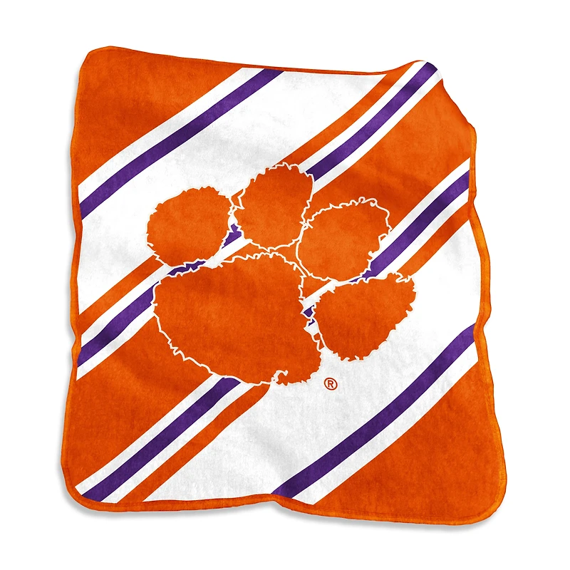 Logo Brands Clemson Tigers 50" x 60" Raschel Stripe Throw Blanket