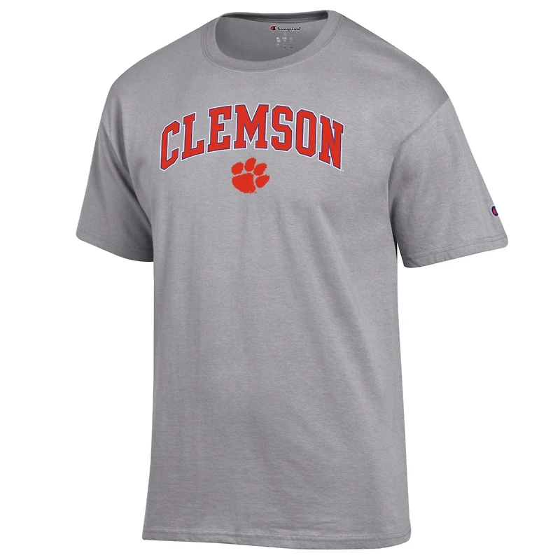 Men's Champion  Heather Gray Clemson Tigers Arched Logo T-Shirt