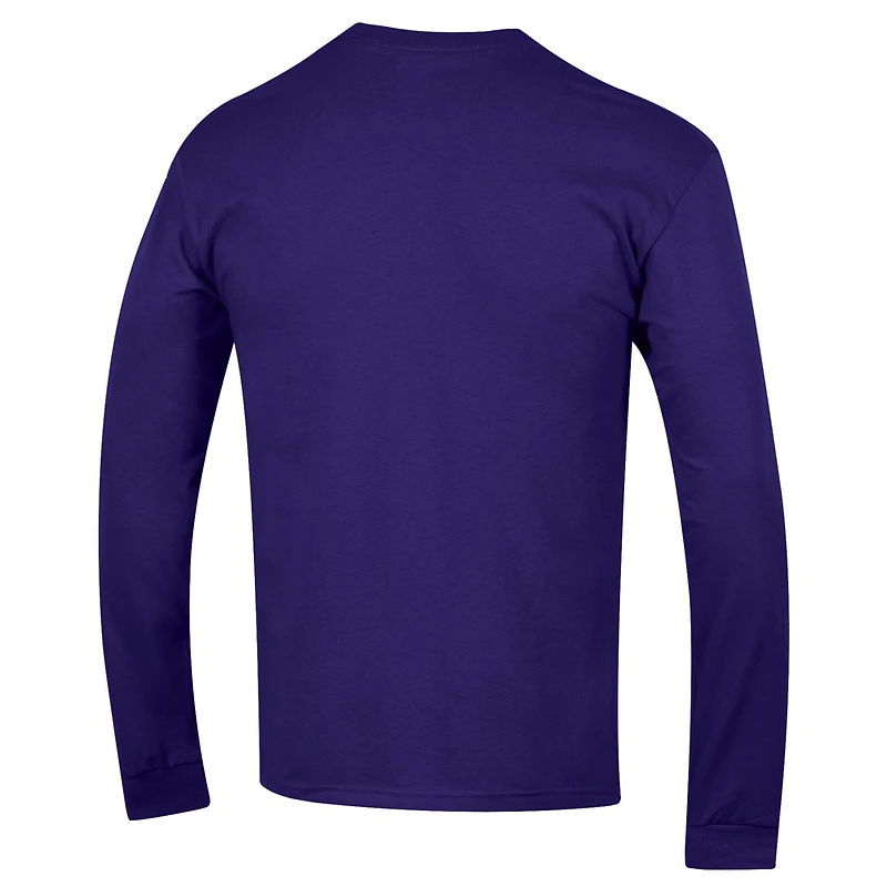 T-shirt à manches longues pour homme Champion Purple Clemson Tigers Arch Over Logo